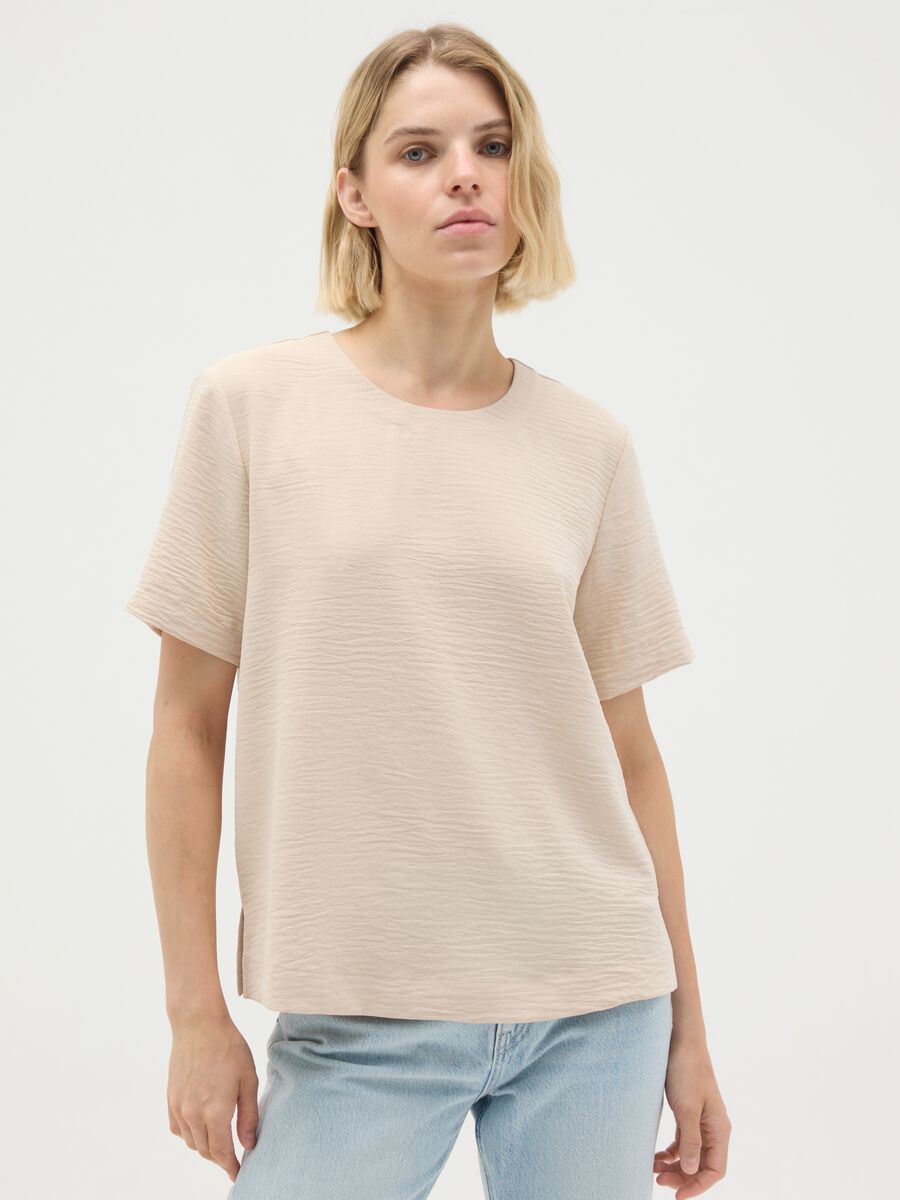Women's beige regular fit t-shirt_0