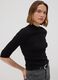 Black ribbed viscose-blend fitted top with high neck_0