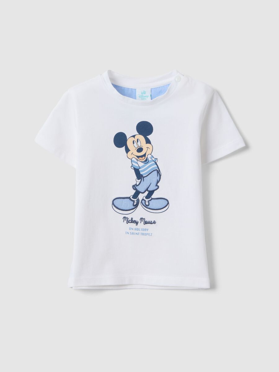 White pure cotton T-shirt for kids, regular fit with Mickey Mouse_0