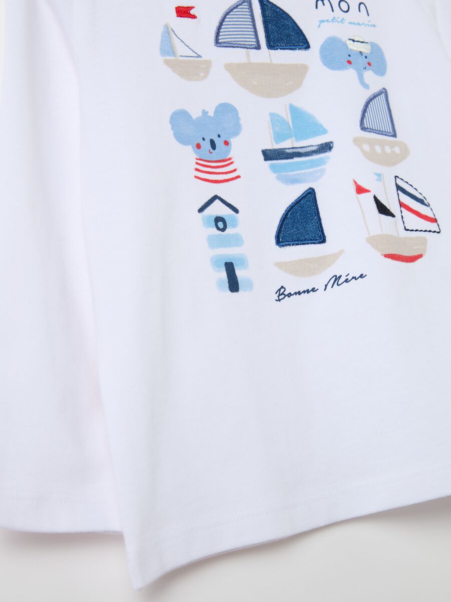 Long-sleeved cotton T-shirt with nautical print_2
