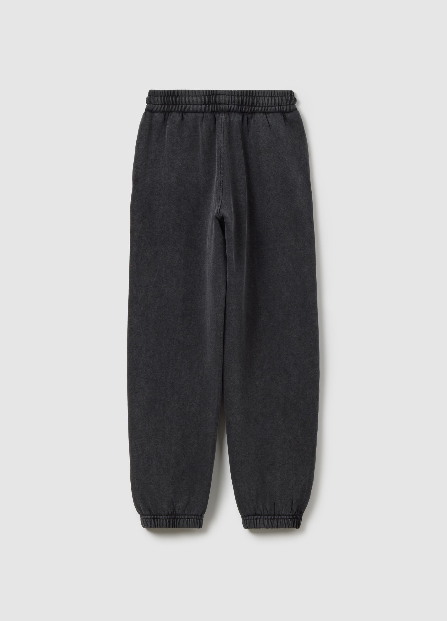 Girls' grey cotton blend joggers with regular fit