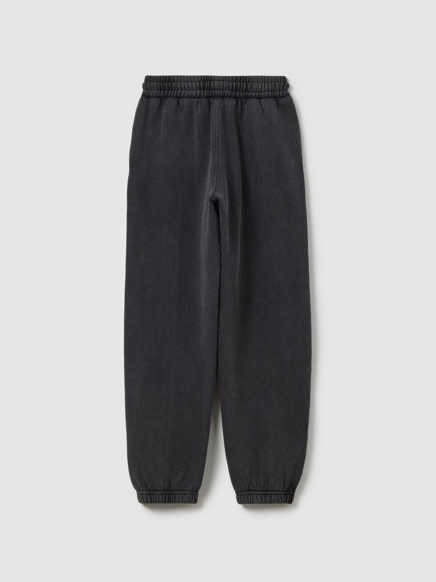 Girls' grey cotton blend joggers with regular fit_1