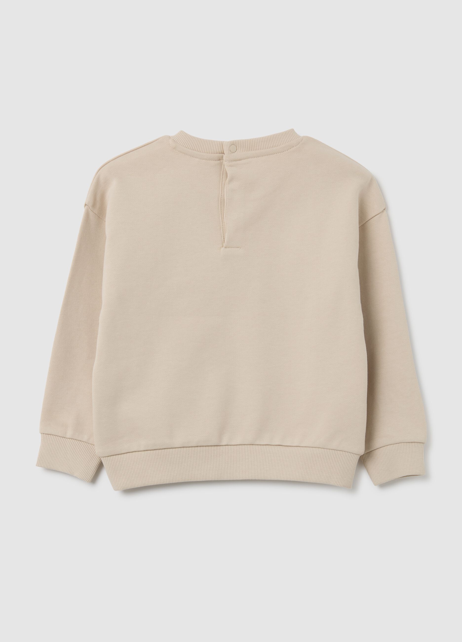 Felpa da bambino in puro cotone beige con stampa Stitch