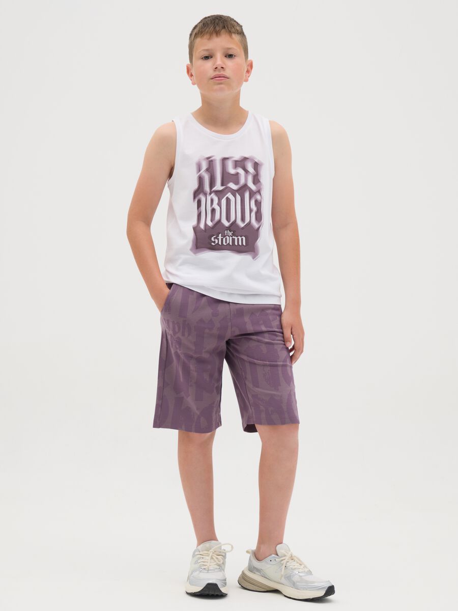 Shorts in French Terry viola stampati_0