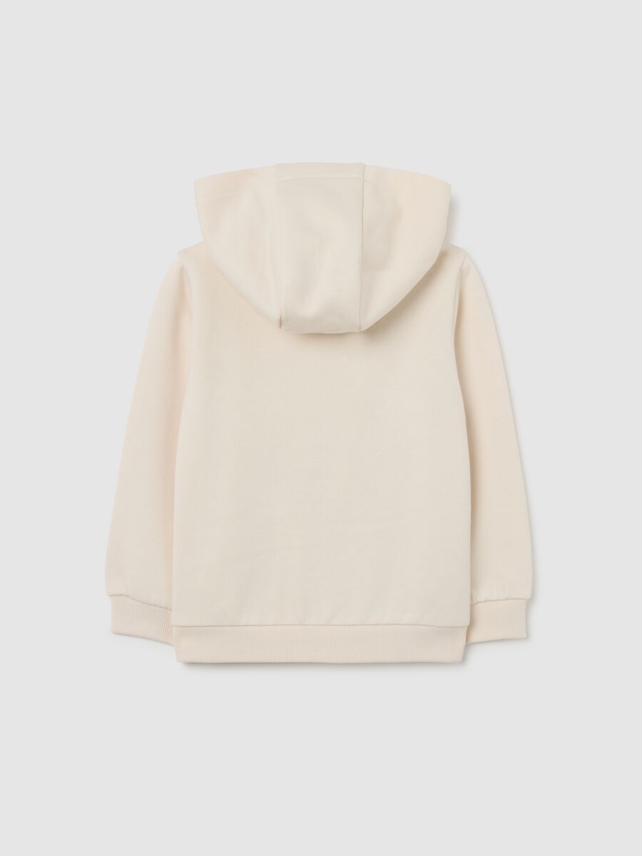 Girls' pure cotton beige regular fit hoodie with zip_1