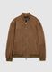 Brown genuine leather bomber jacket_0