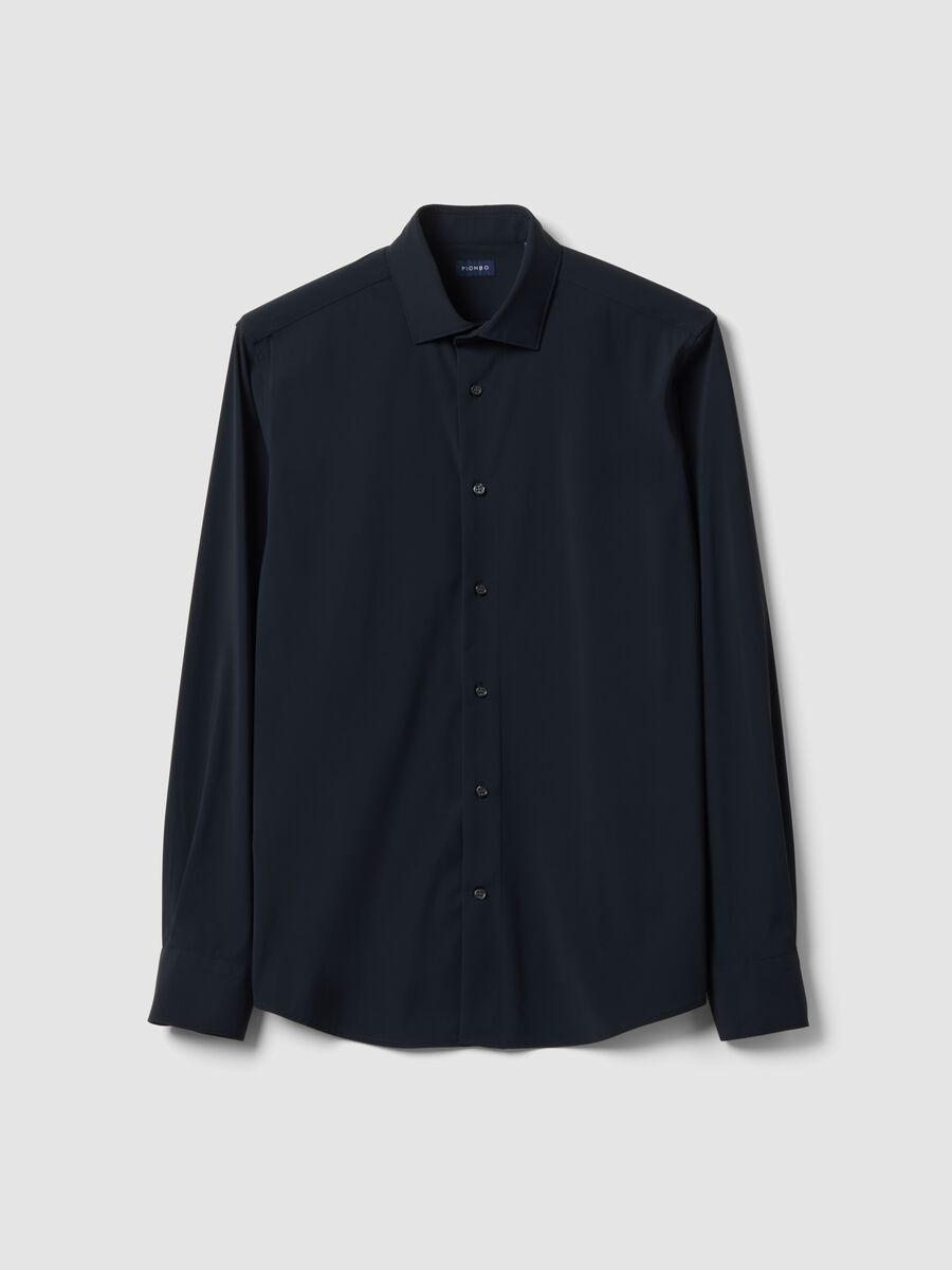 Camicia nera in tessuto elasticizzato traspirante e 4 Way Stretch slim fit_0