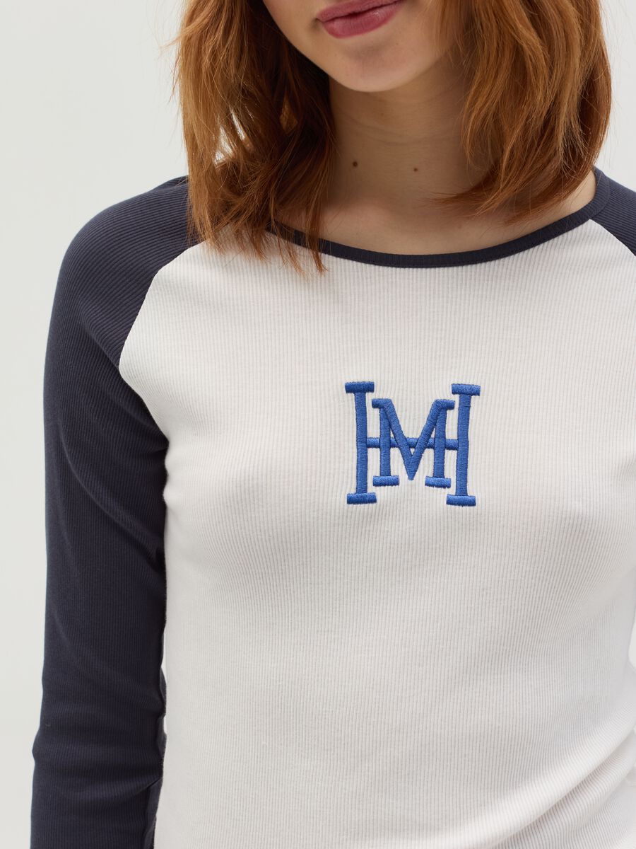 Ribbed T-shirt with long raglan sleeves_2