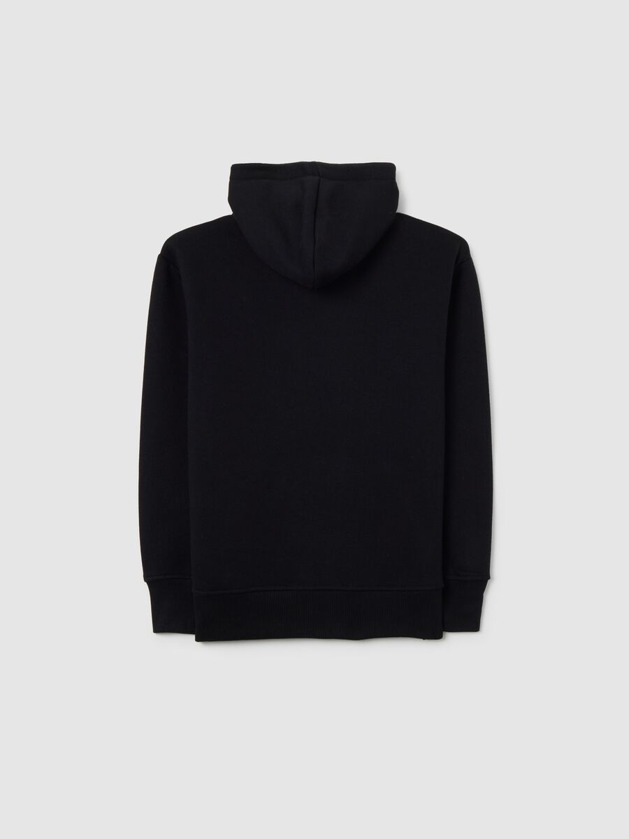 Felpa da bambino in misto cotone nera con cappuccio_4