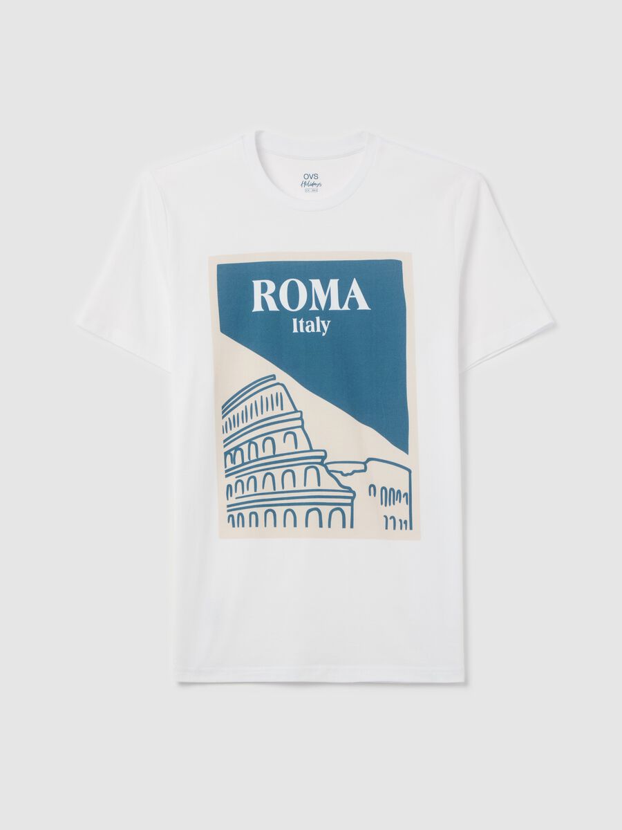 Cotton T-shirt with "Roma Italy" print_4
