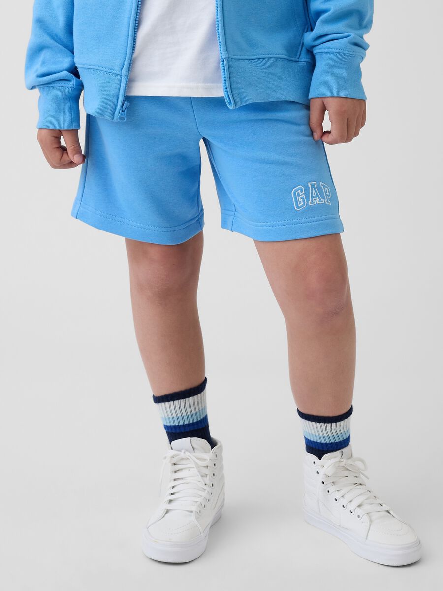 Children's regular fit blue cotton blend shorts_1