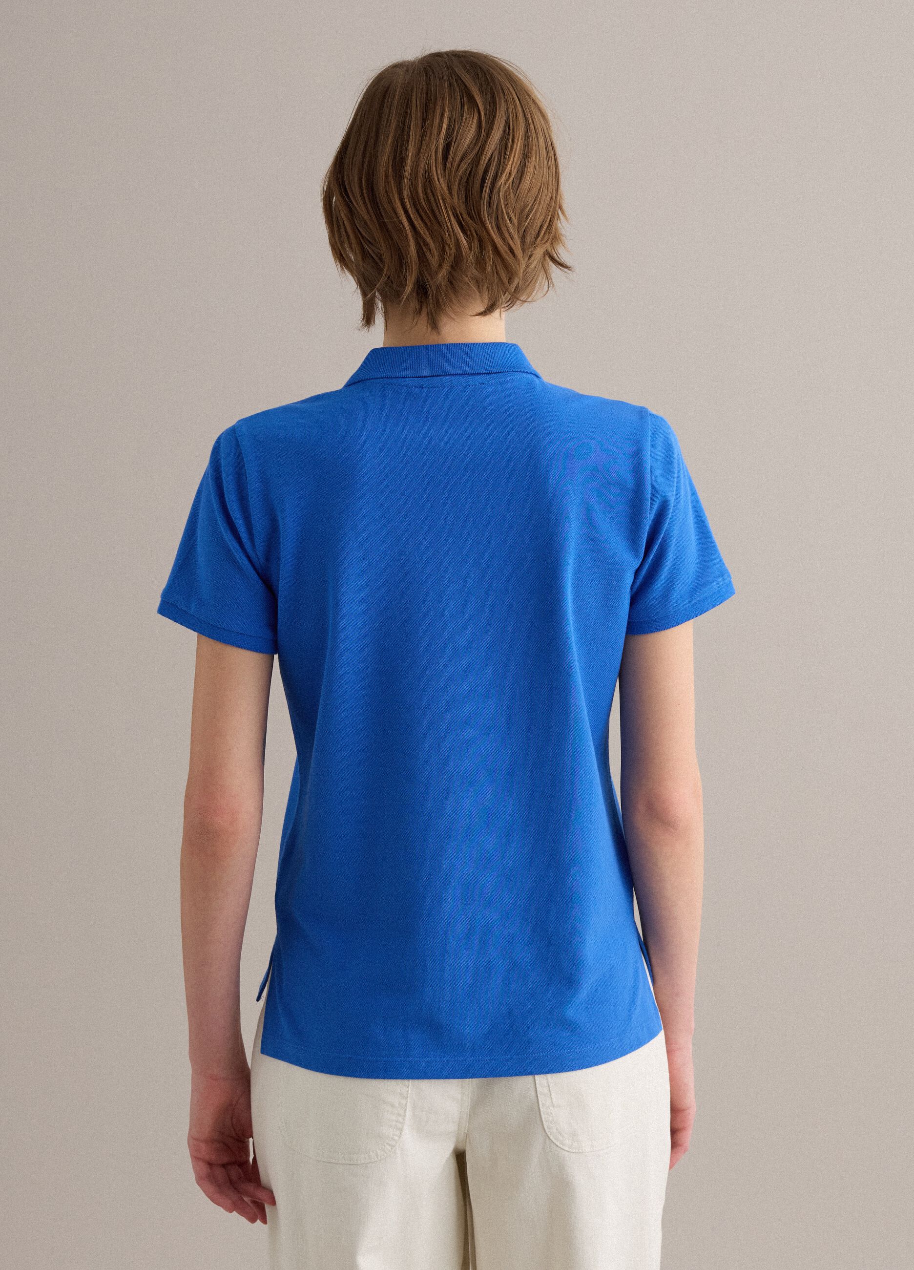 Blue organic cotton polo shirt, regular fit