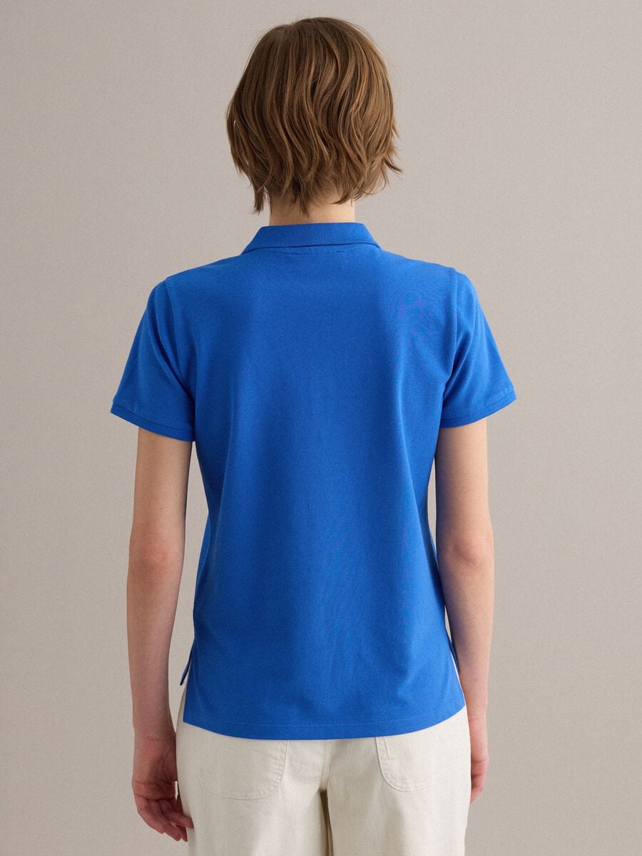 Polo in puro cotone biologico blu regular fit_3