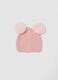 Pink ribbed wool-blend hat with two pom-poms_0