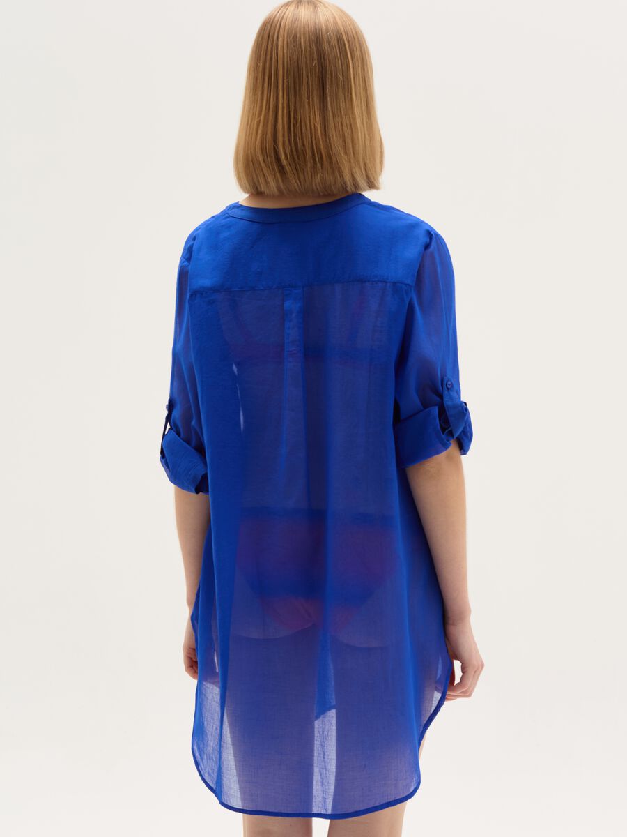 Long beach cover-up shirt in cotton_2