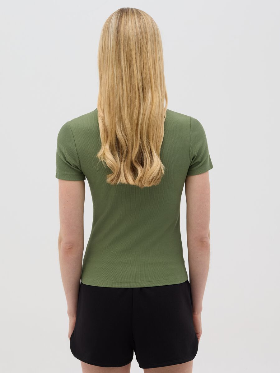 Green short sleeve stretch cotton T-shirt_3