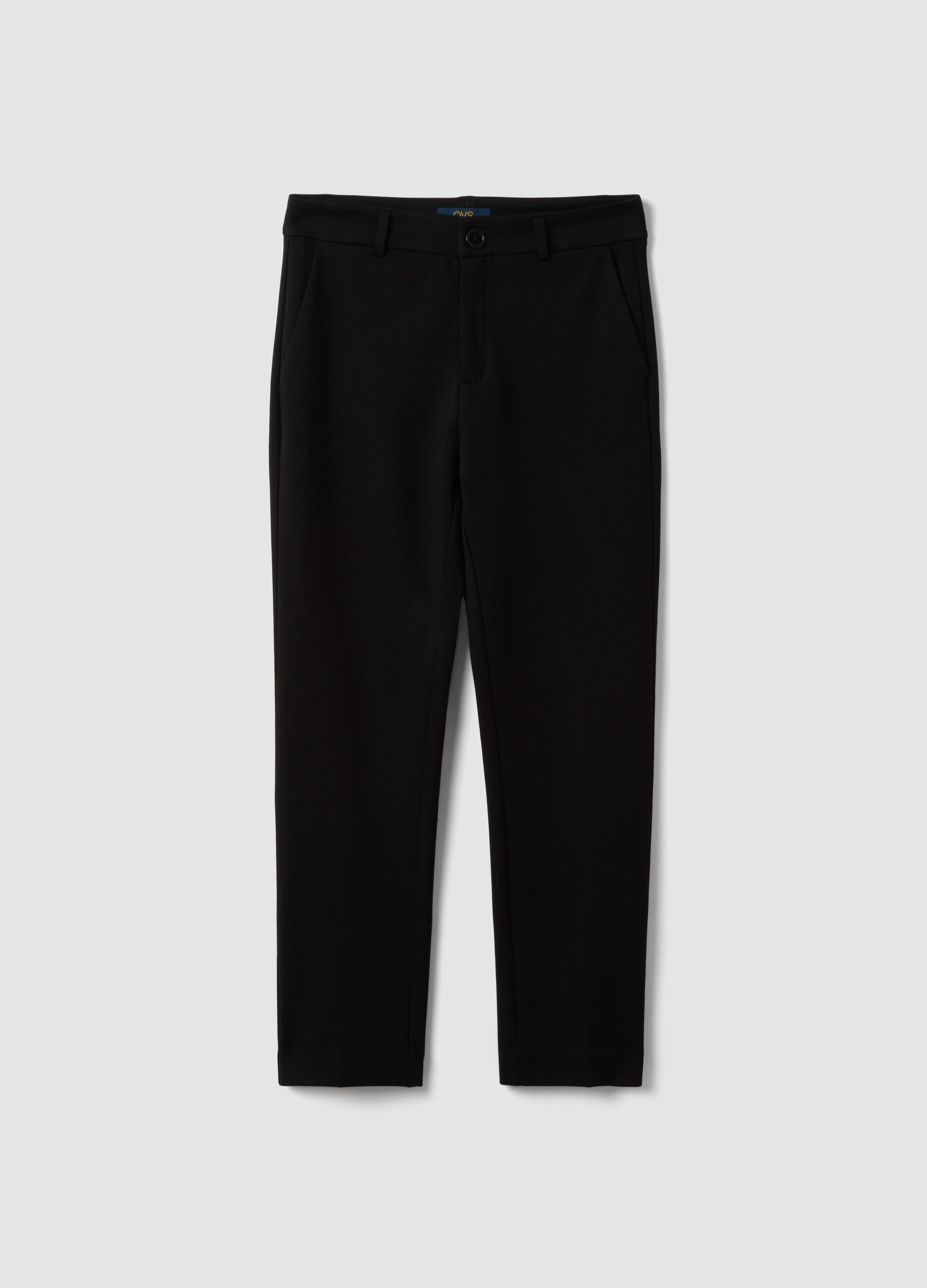 Black stretch viscose trousers