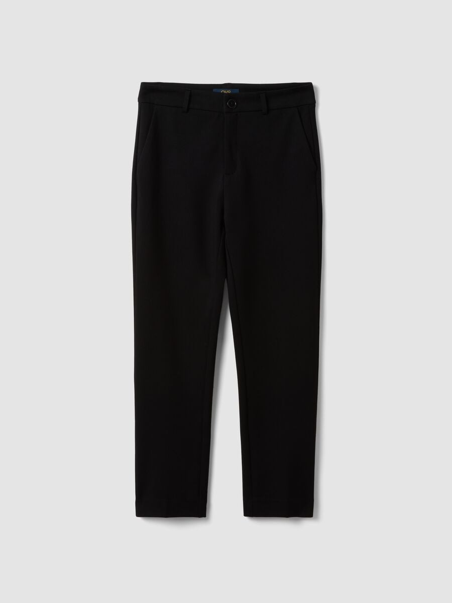 Black stretch viscose trousers_4