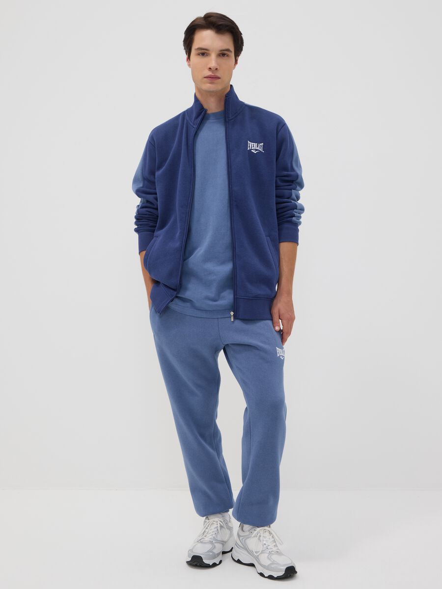Navy full-zip cotton-blend hoodie with logo_1