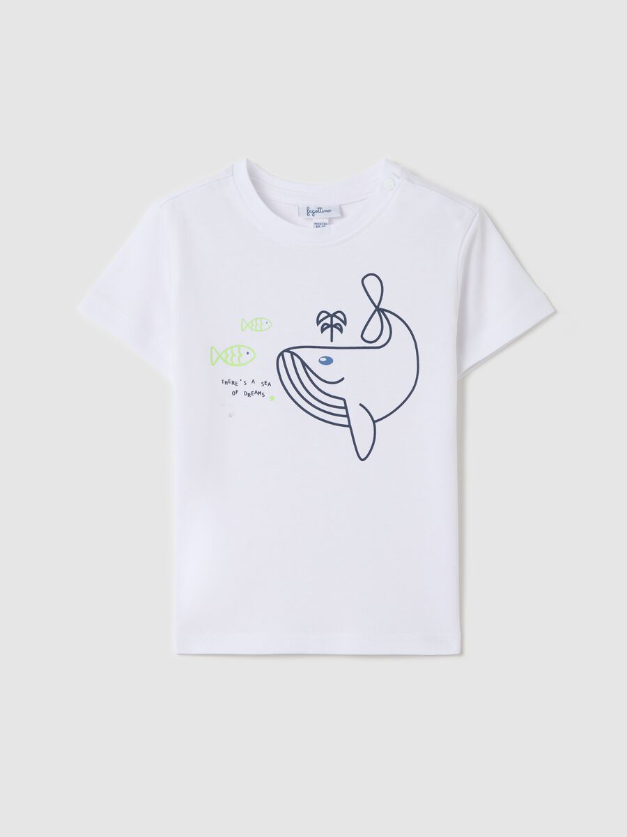 White cotton T-shirt with print_0