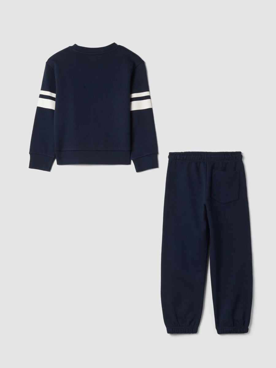 Blue pure cotton jogging set with crew neck_1