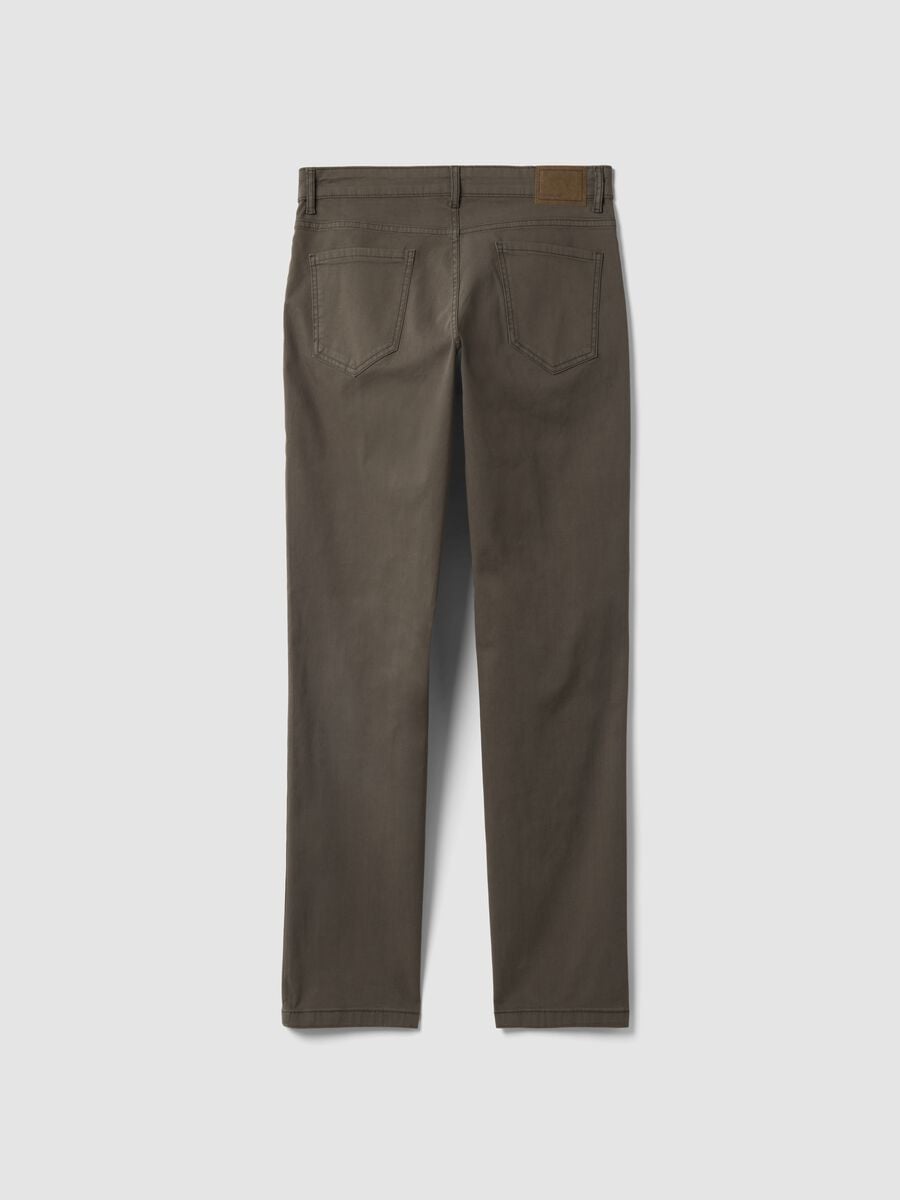 Grey stretch cotton five-pocket trousers_1