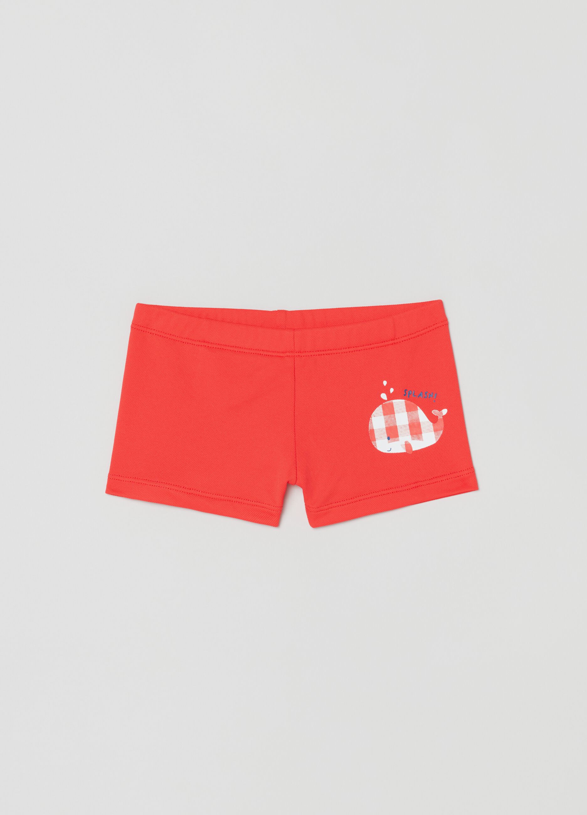 Swimming trunks with whale print
