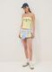 Yellow 100% cotton shorts with elasticated waist, regular fit_0