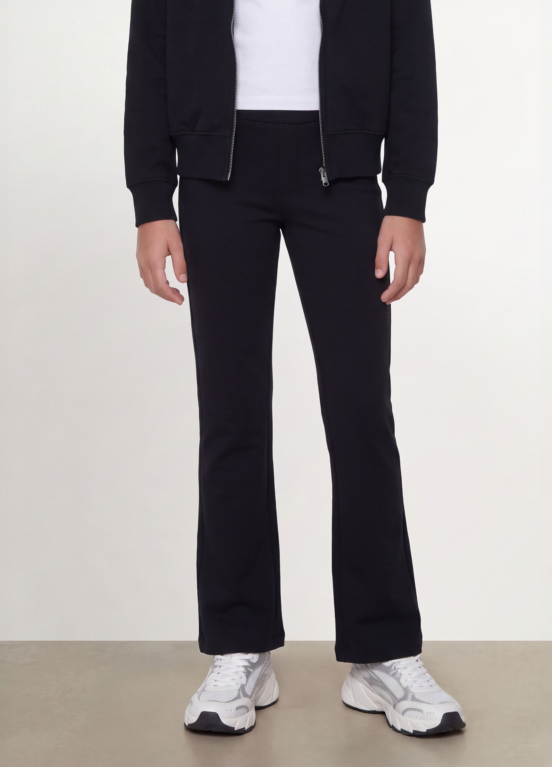 Girls' black slim-fit stretch organic cotton trousers