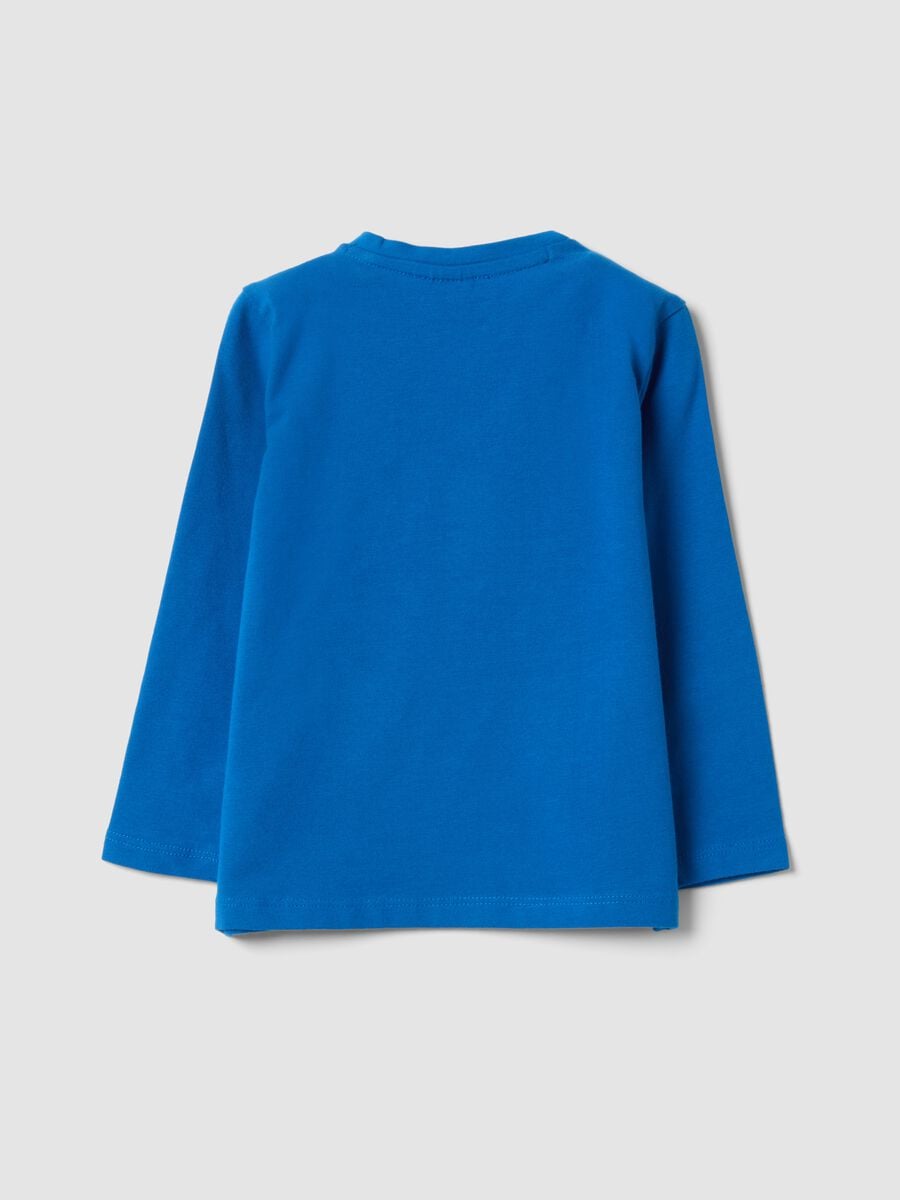 Blue long-sleeve stretch organic cotton crew-neck T-shirt_1