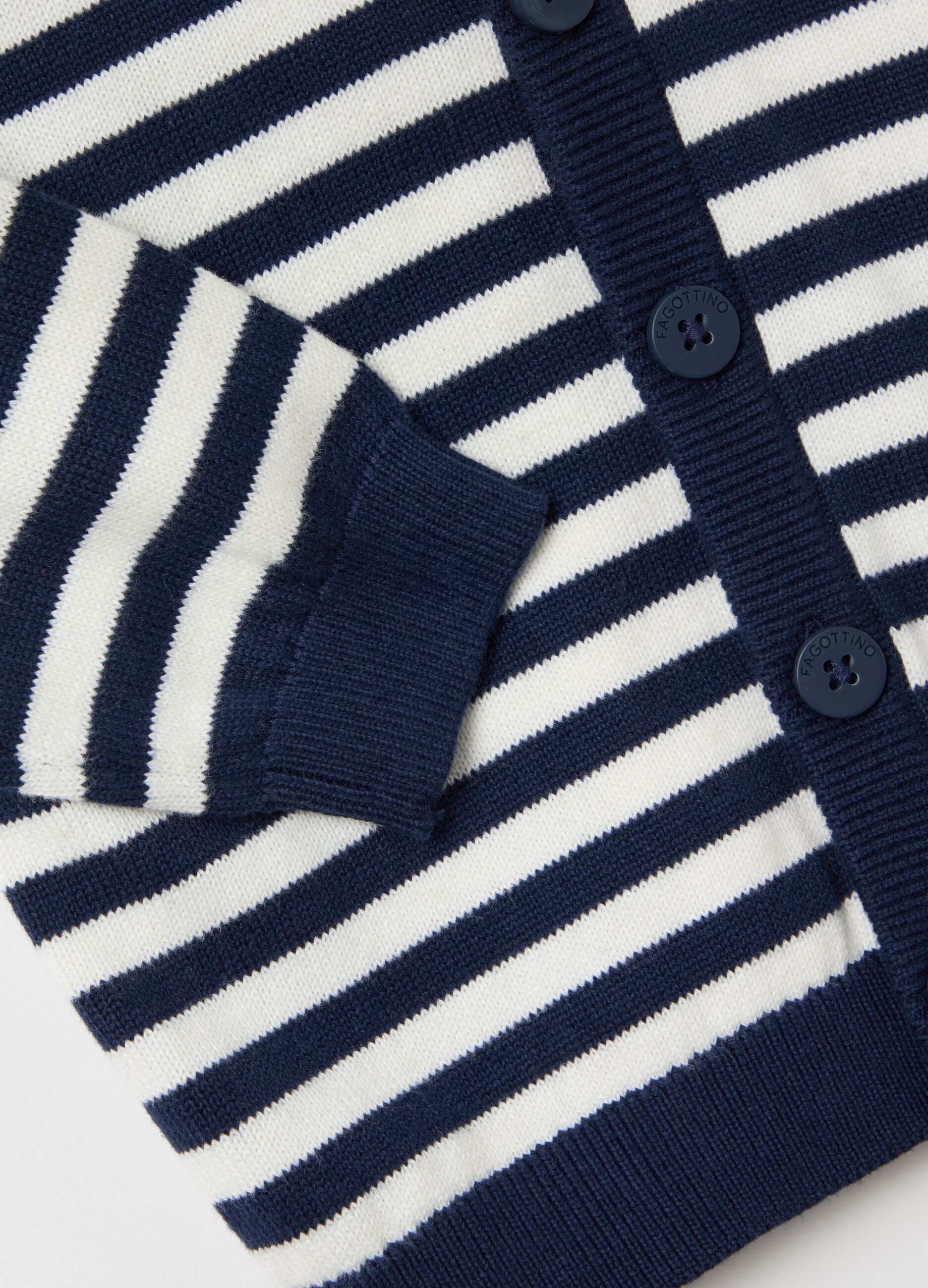 Cotton cardigan with stripes and hood