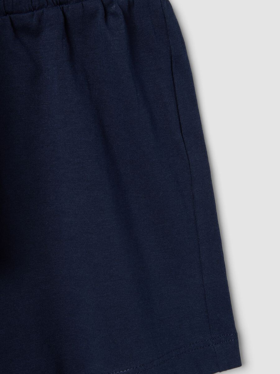 Pantaloncini in puro cotone blu da bambina regular fit_3