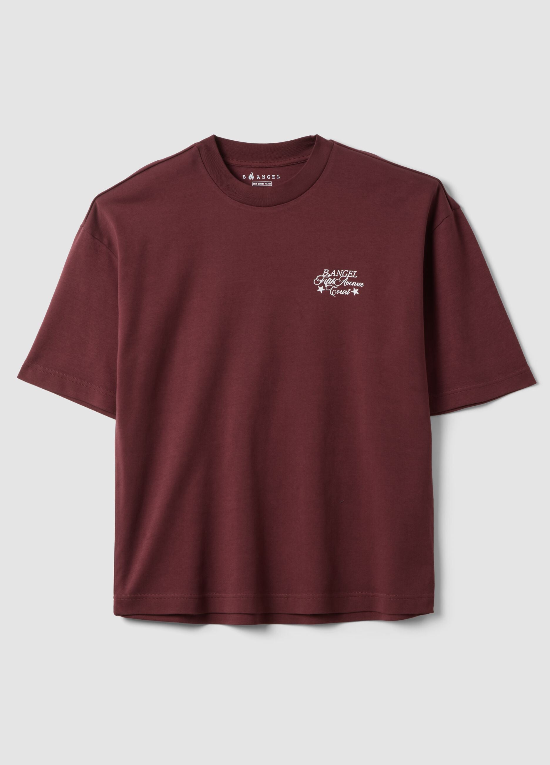 Red cropped pure cotton T-shirt with boxy-fit print