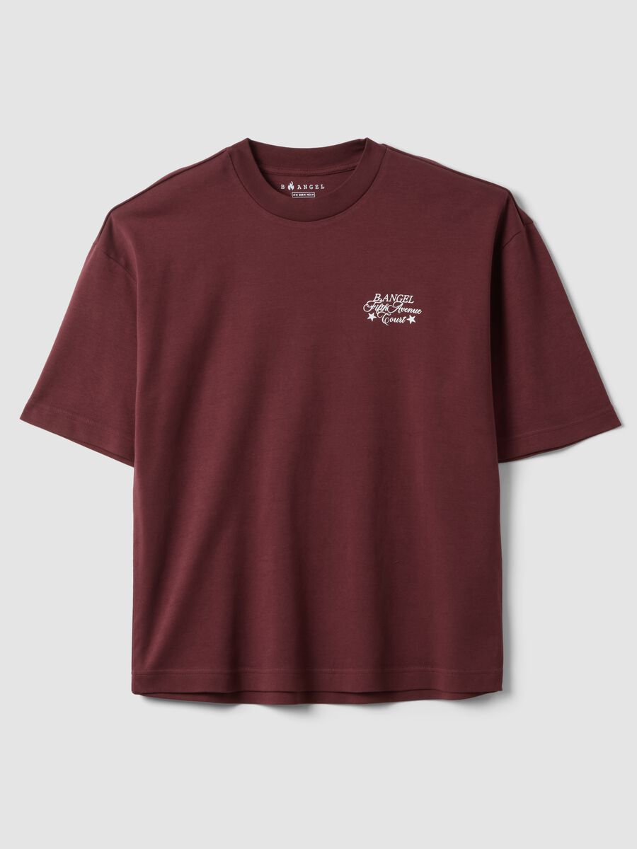 Red cropped pure cotton T-shirt with boxy-fit print_0