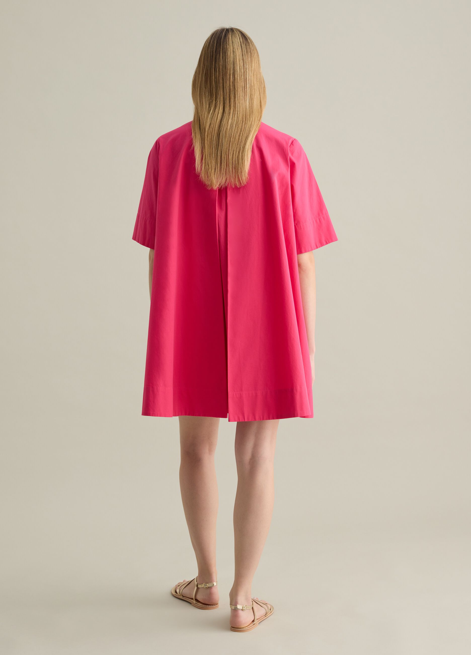 Pink shirt dress in poplin
