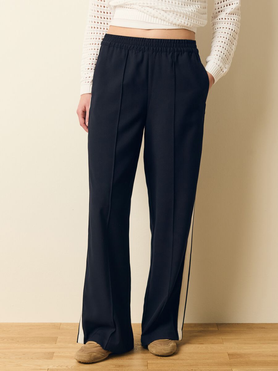 Pull-on trousers with contrasting bands_1