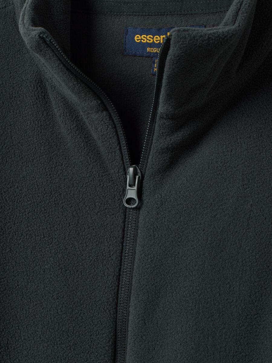Felpa grigia con colletto e zip regular fit in pile_1