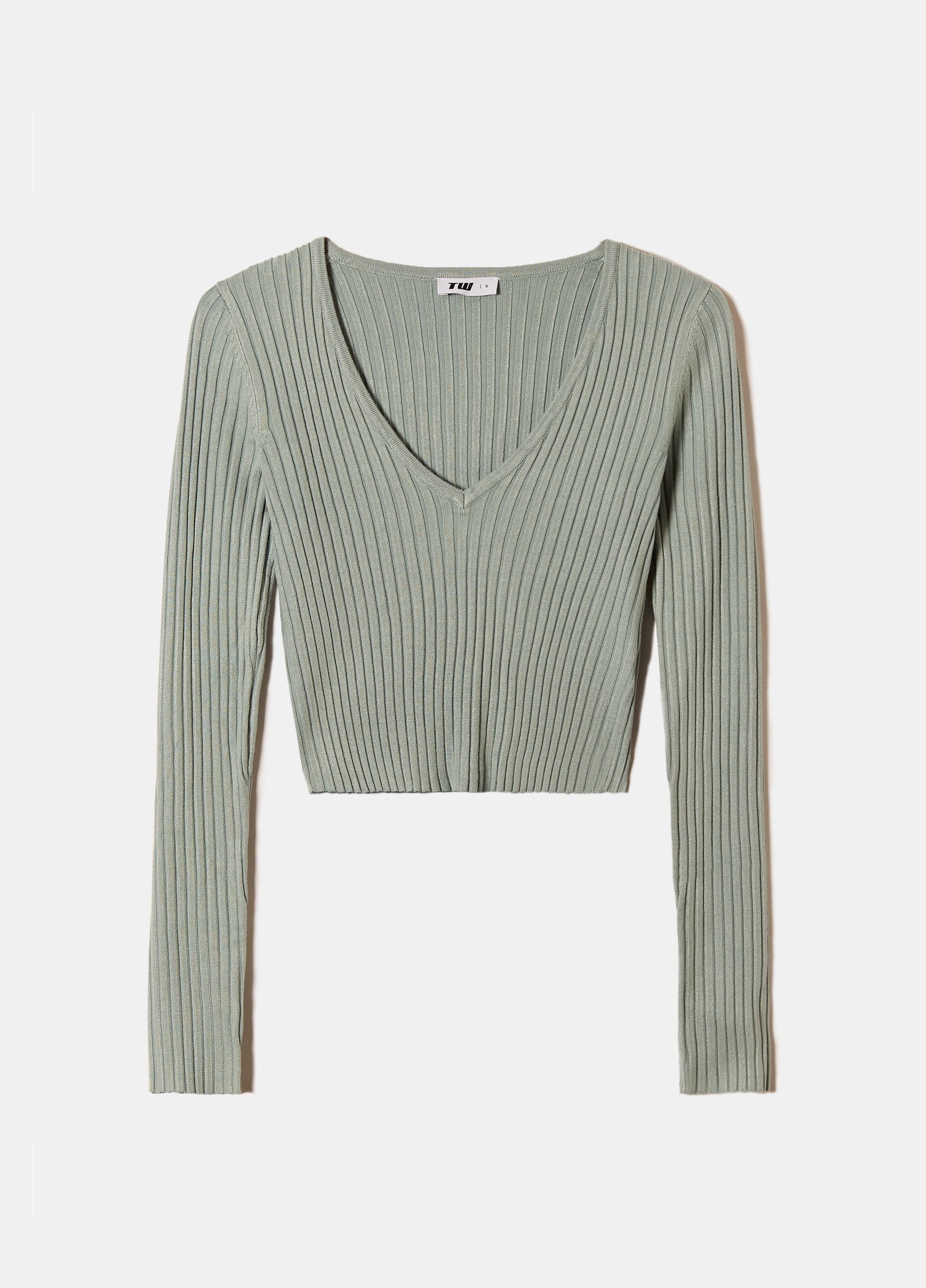 Ovs T-shirt crop a coste piatte