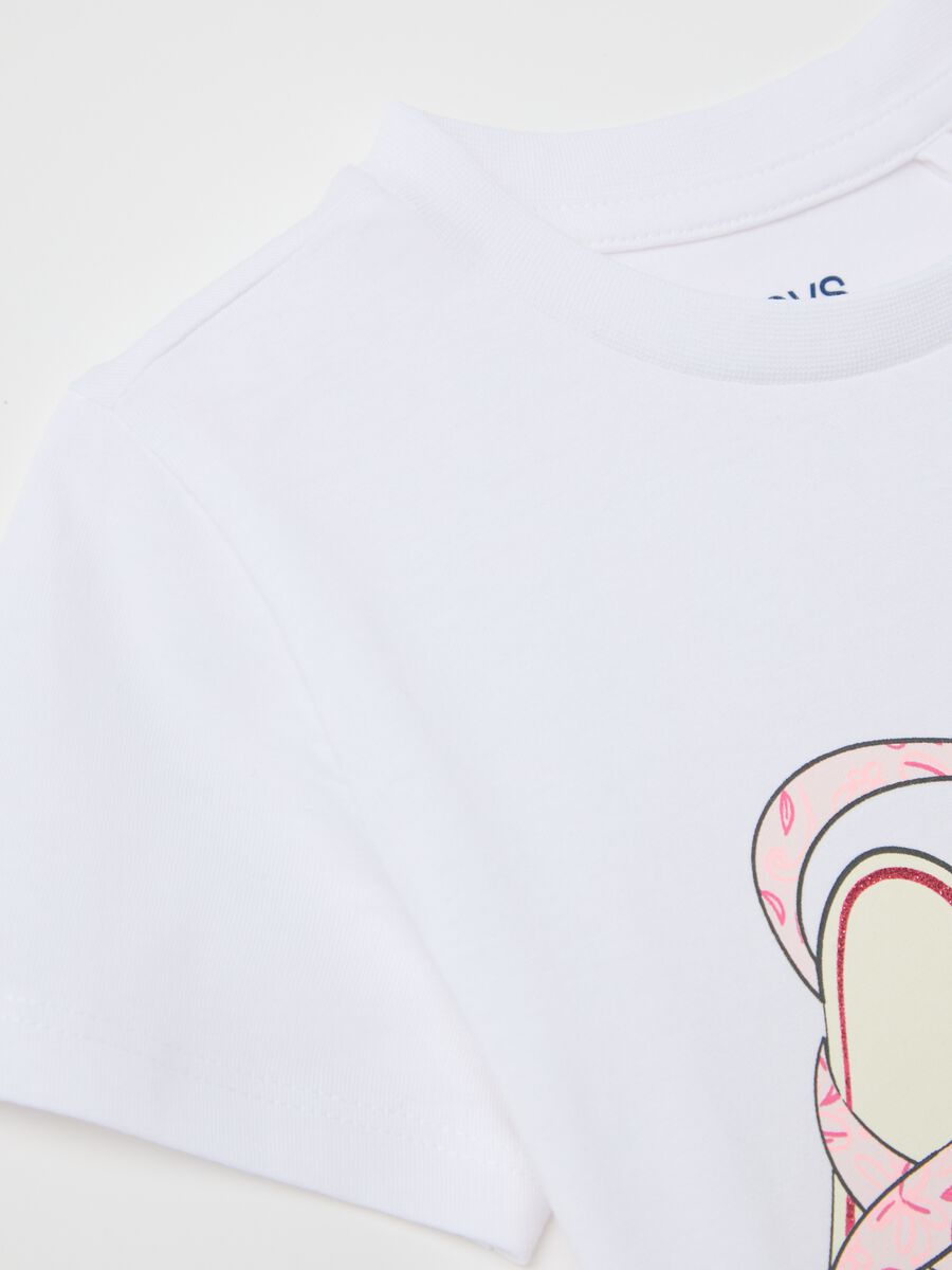 White cotton T-shirt with glitter print_3