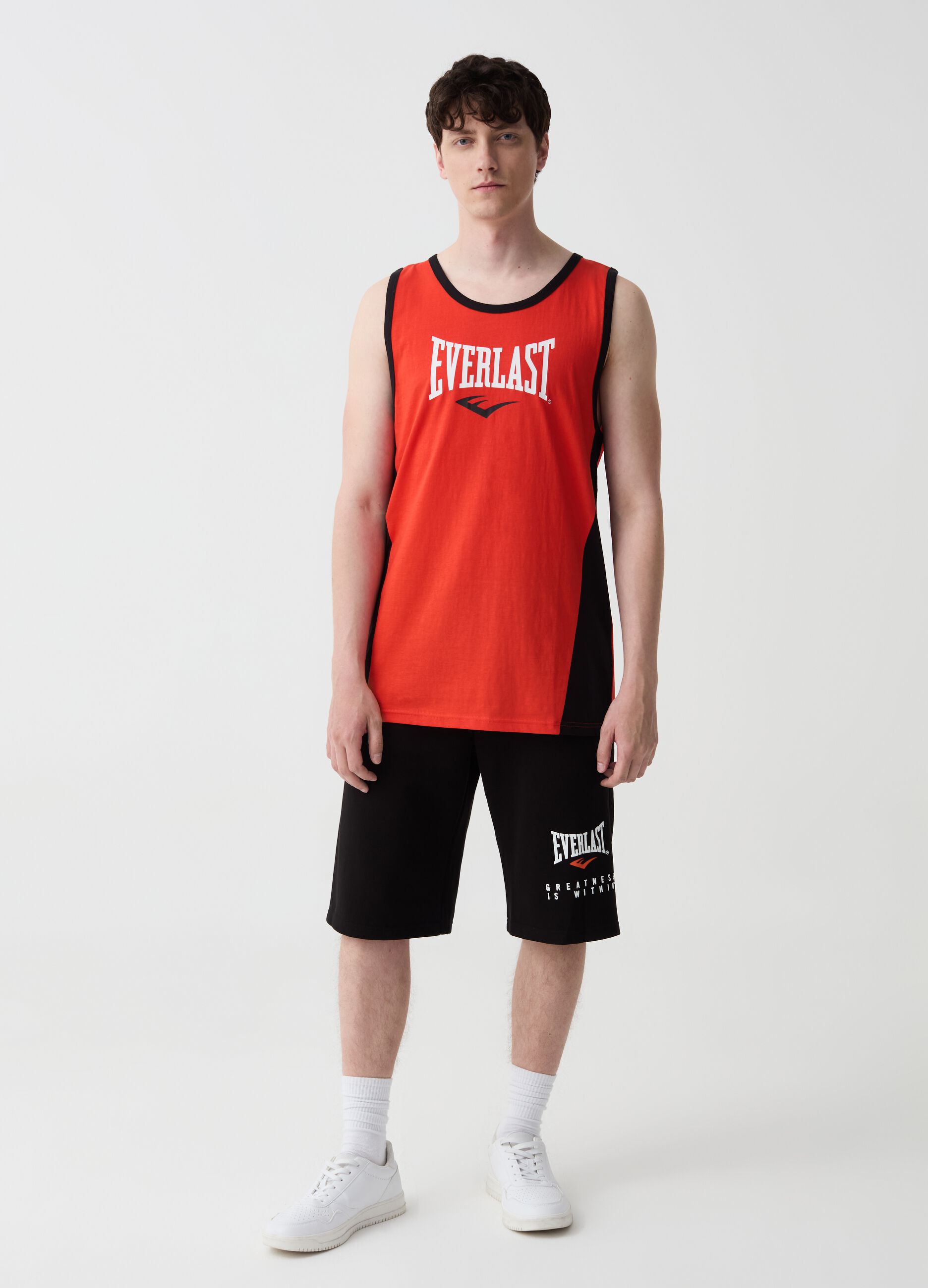 Tank top with contrasting edging and logo print
