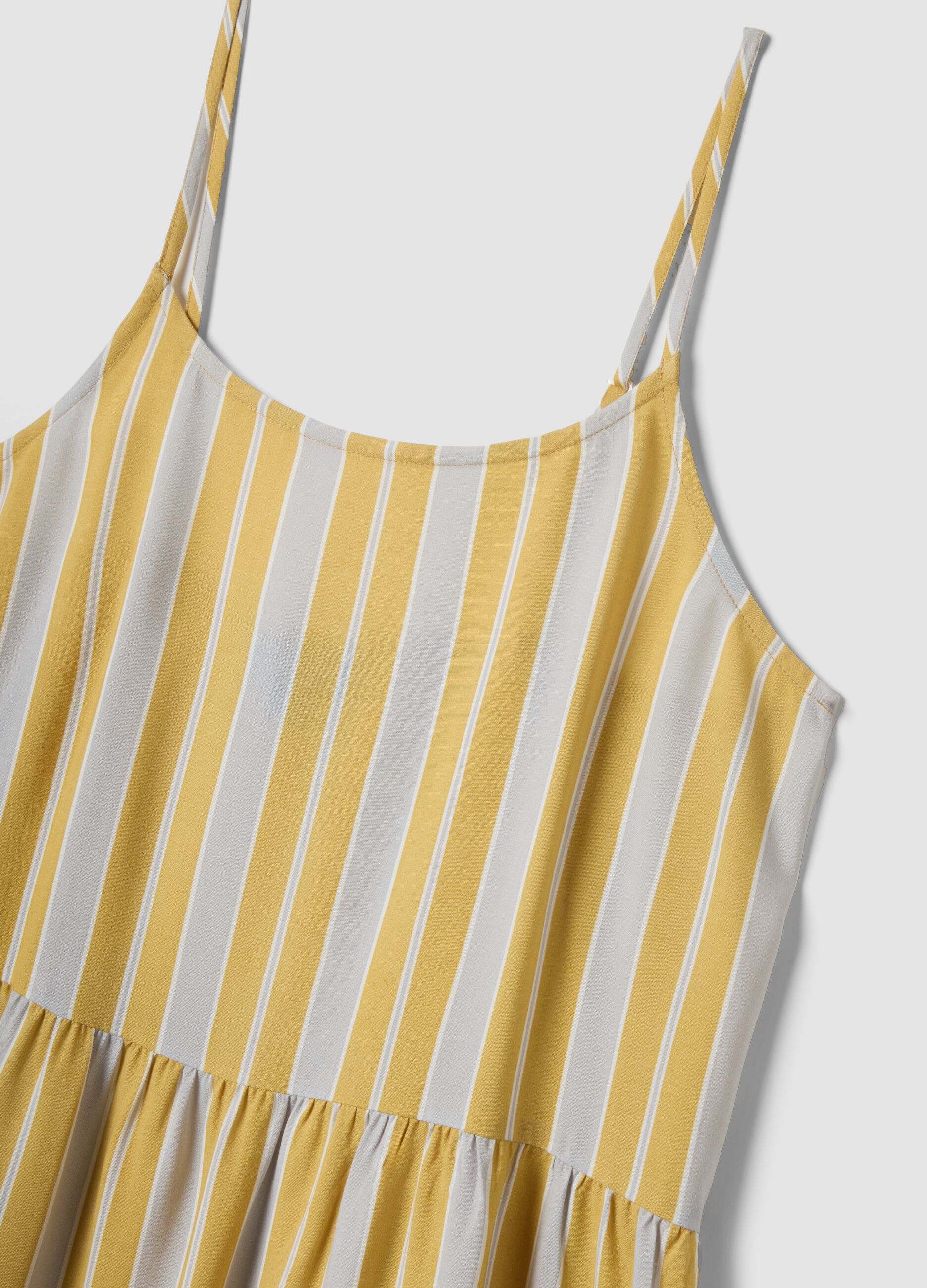 Yellow striped pure viscose dress