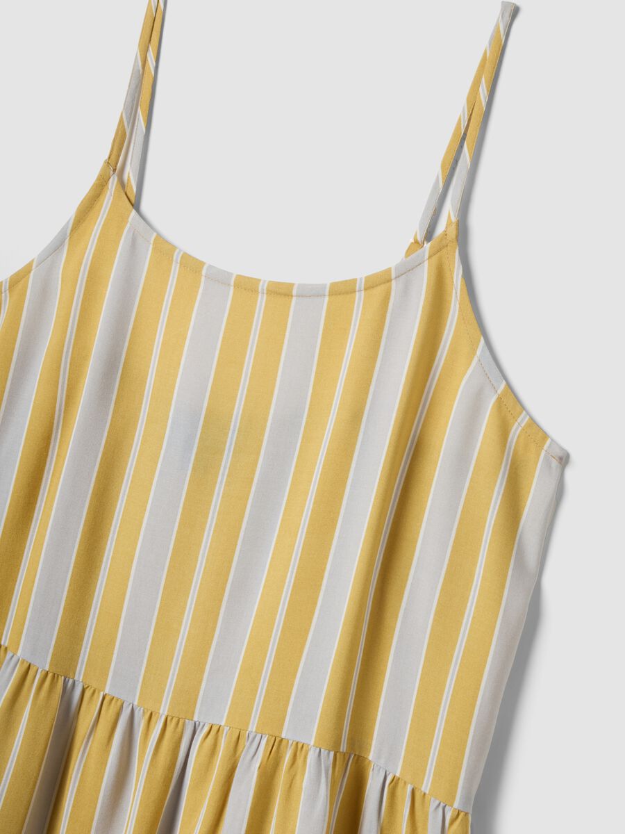 Yellow striped pure viscose dress_5