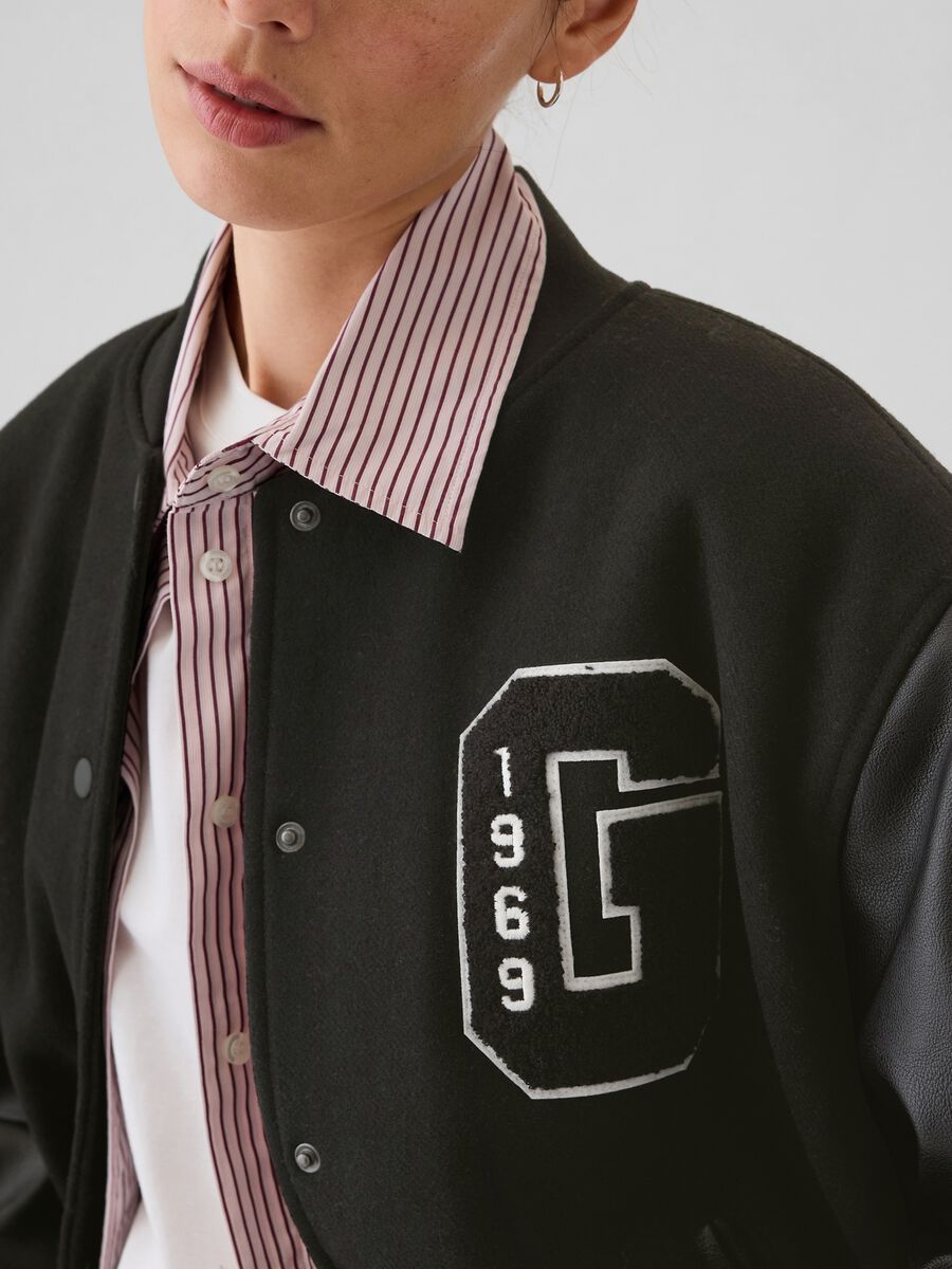 Varsity bomber jacket with glossy-effect sleeves_3