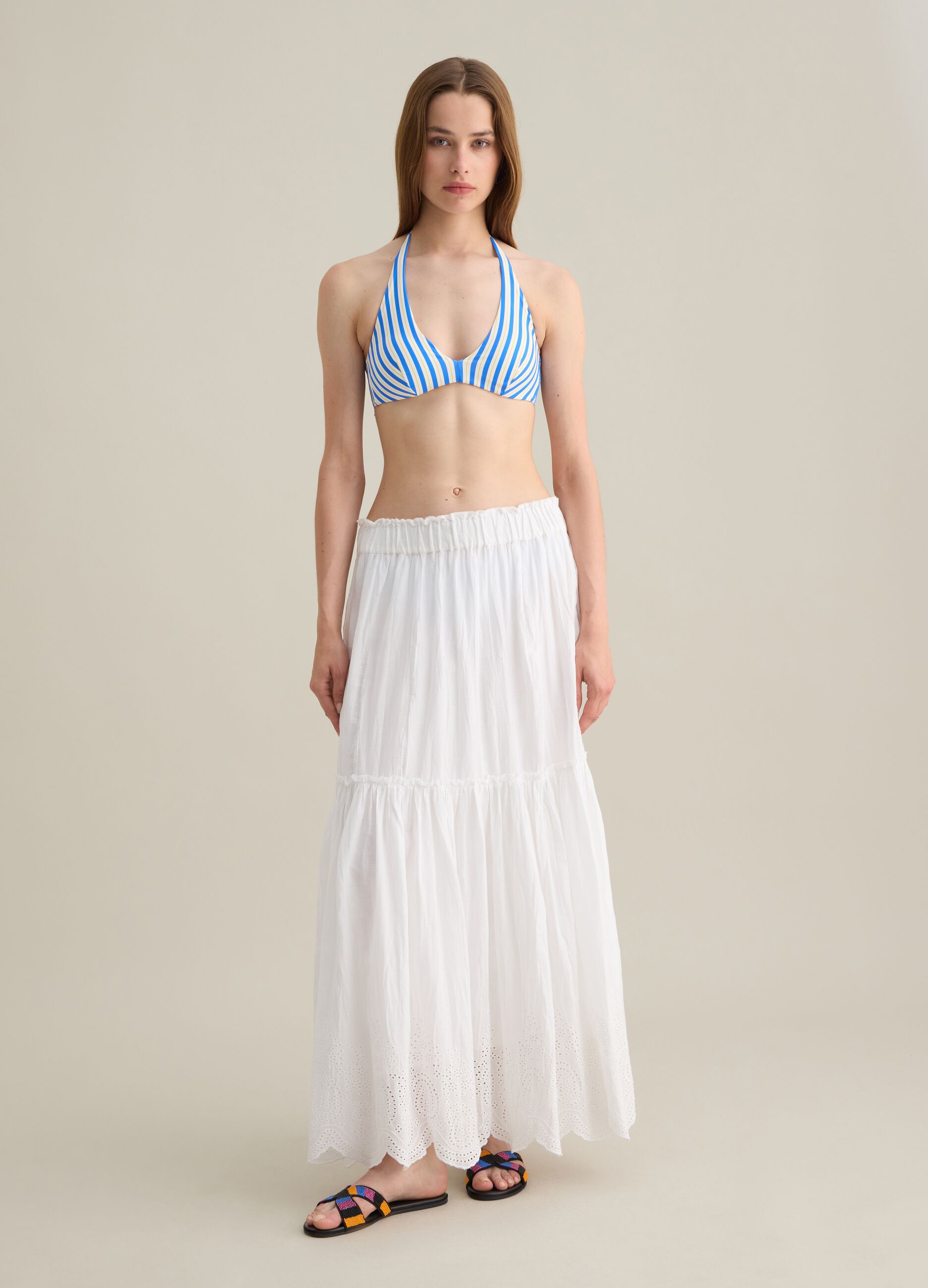 Women's top bikini in multicolour stretch fabric