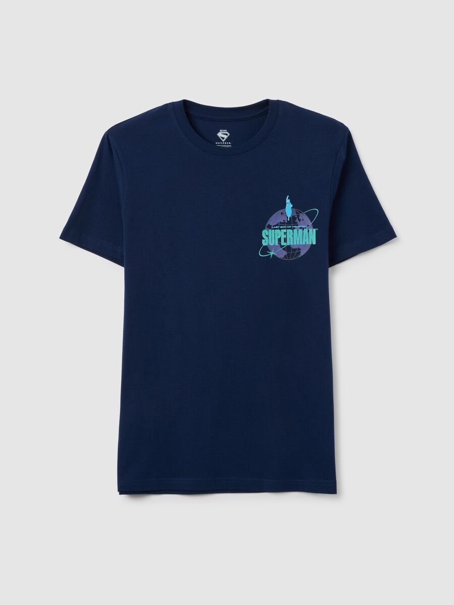 Men's blue Superman pure cotton T-shirt_0