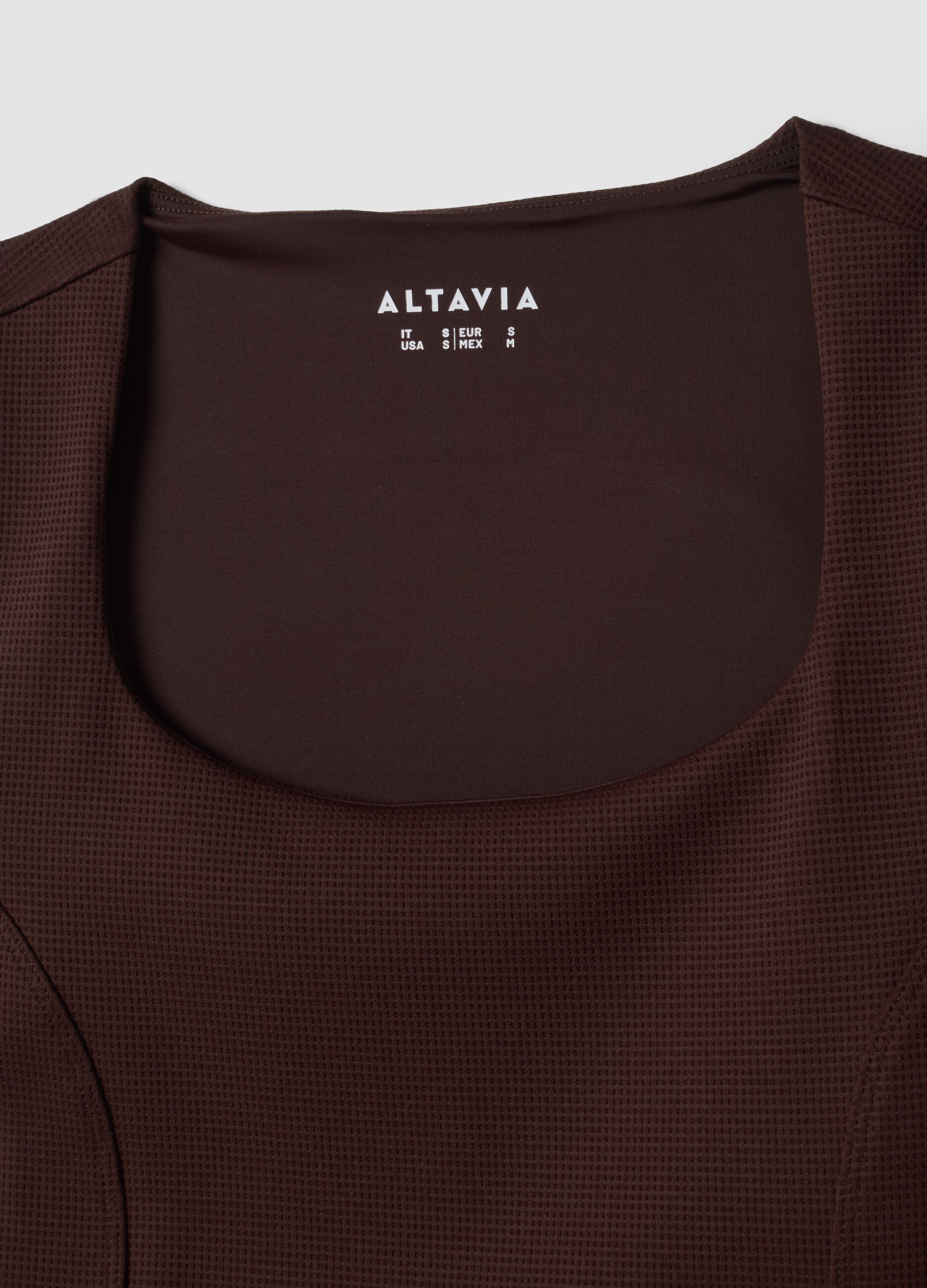 Top marrone crop in tessuto elasticizzato traspirante ALTAVIA STUDIO