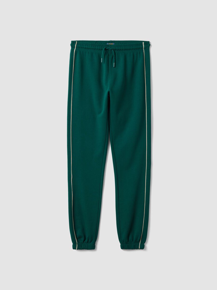 Green cotton jogger trousers, regular fit_0