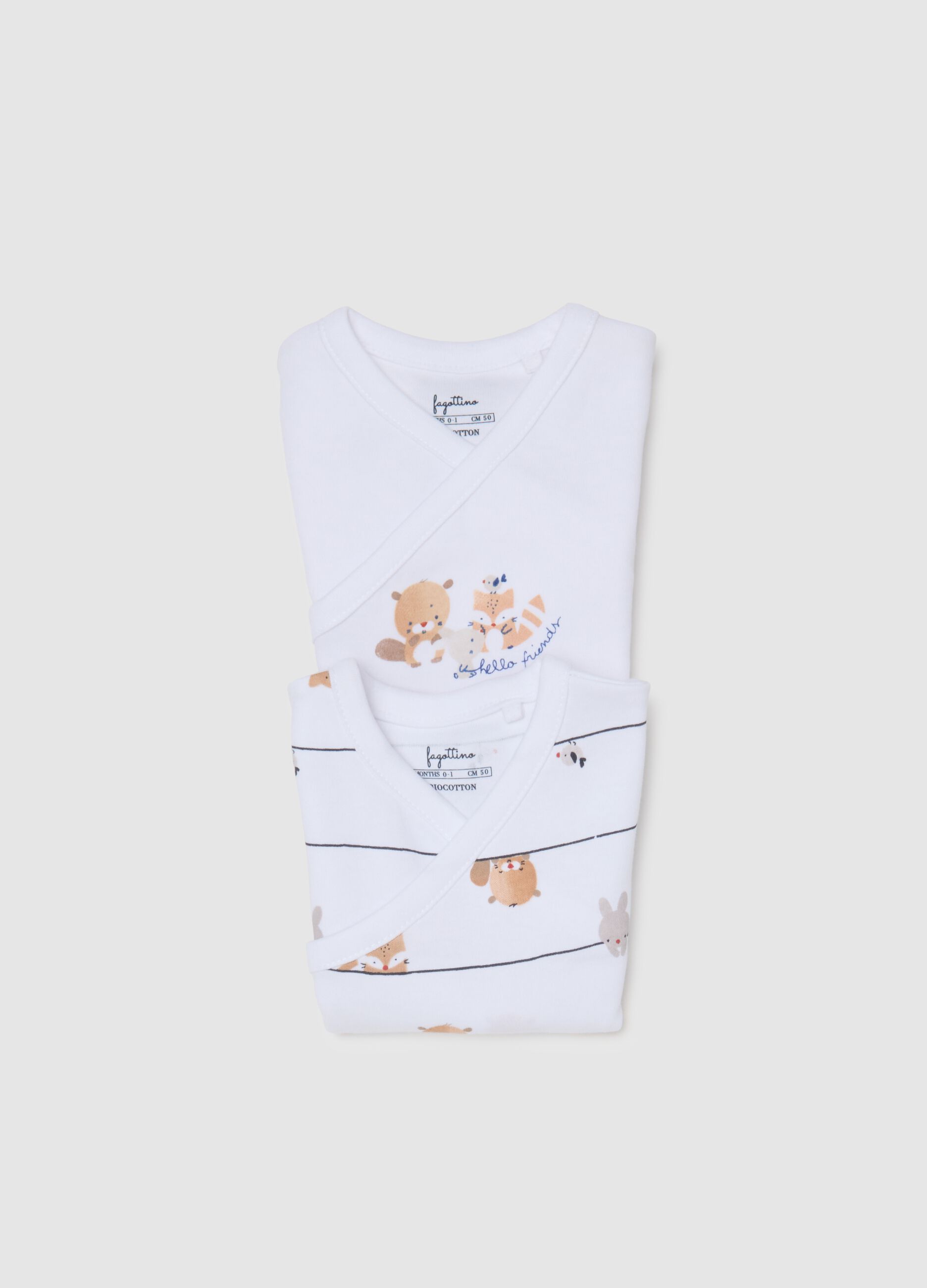 Newborn Twin Pack Bodysuit in Pure White Cotton