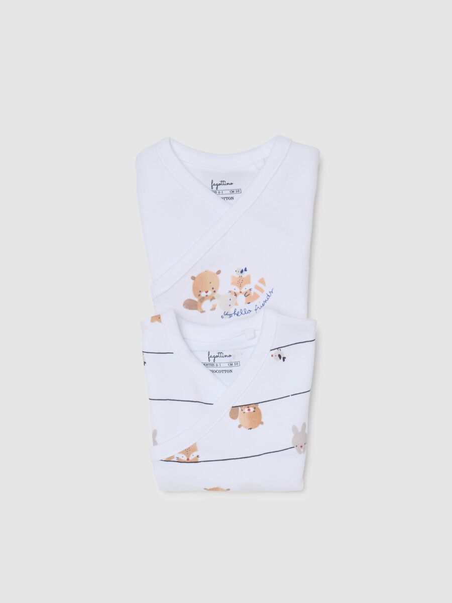 Set bipack bodysuit da neonato in puro cotone bianco_2