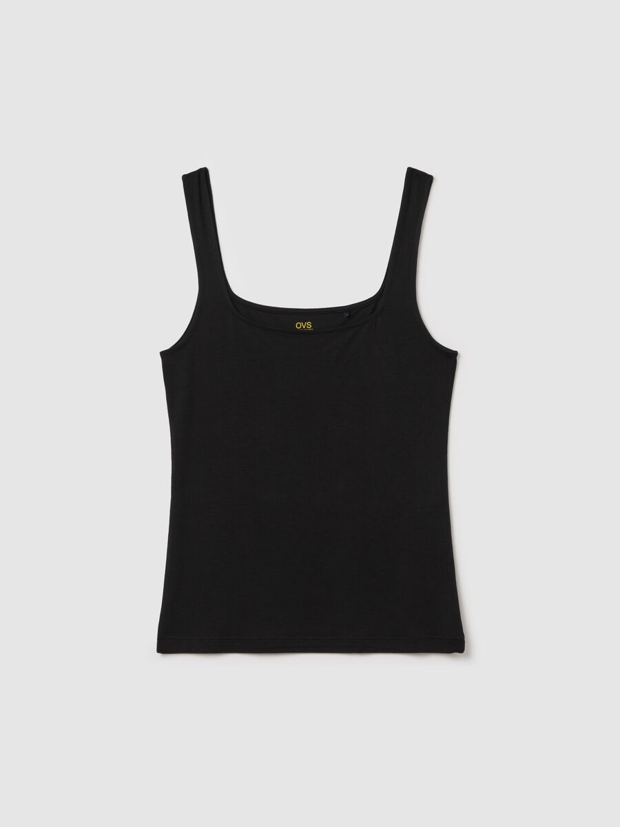 Basic black tank top in stretch viscose_4